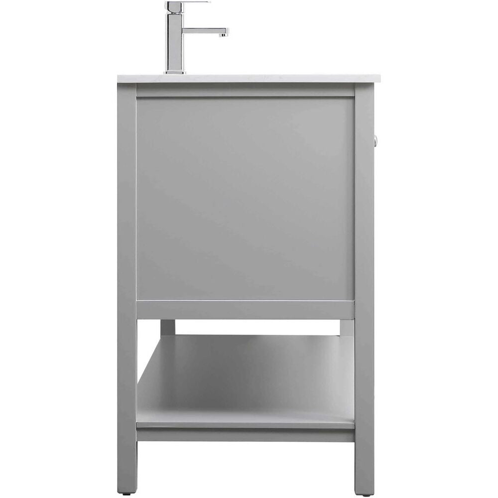 Heath 54 Inch Grey Double Sink Vanity with Marble Top