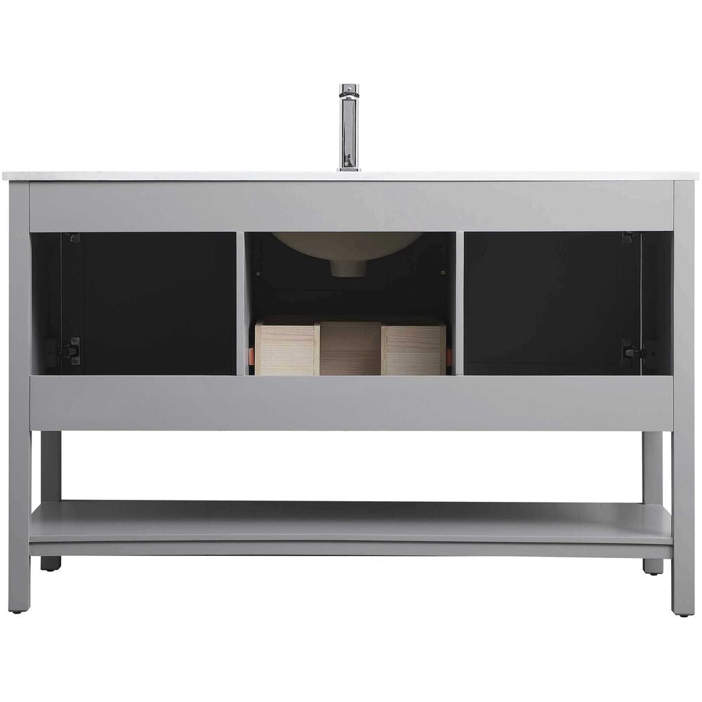 Heath 54 Inch Grey Double Sink Vanity with Marble Top