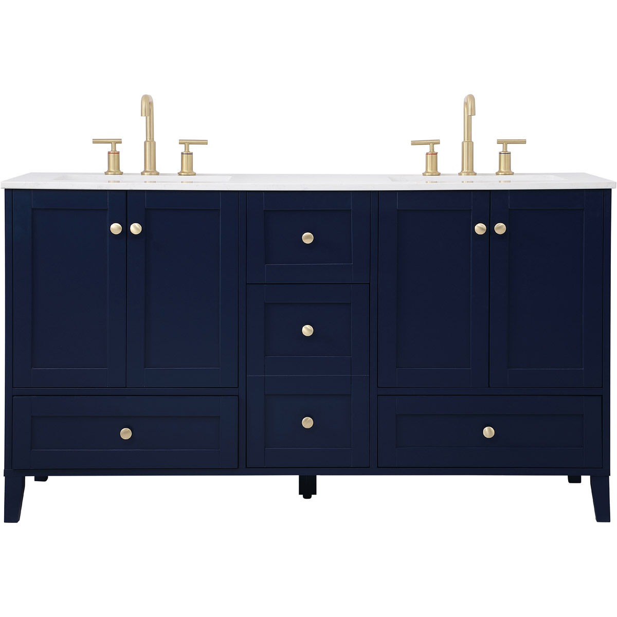Sommerville 60 Inch Blue Double Sink Vanity with Quartz Top