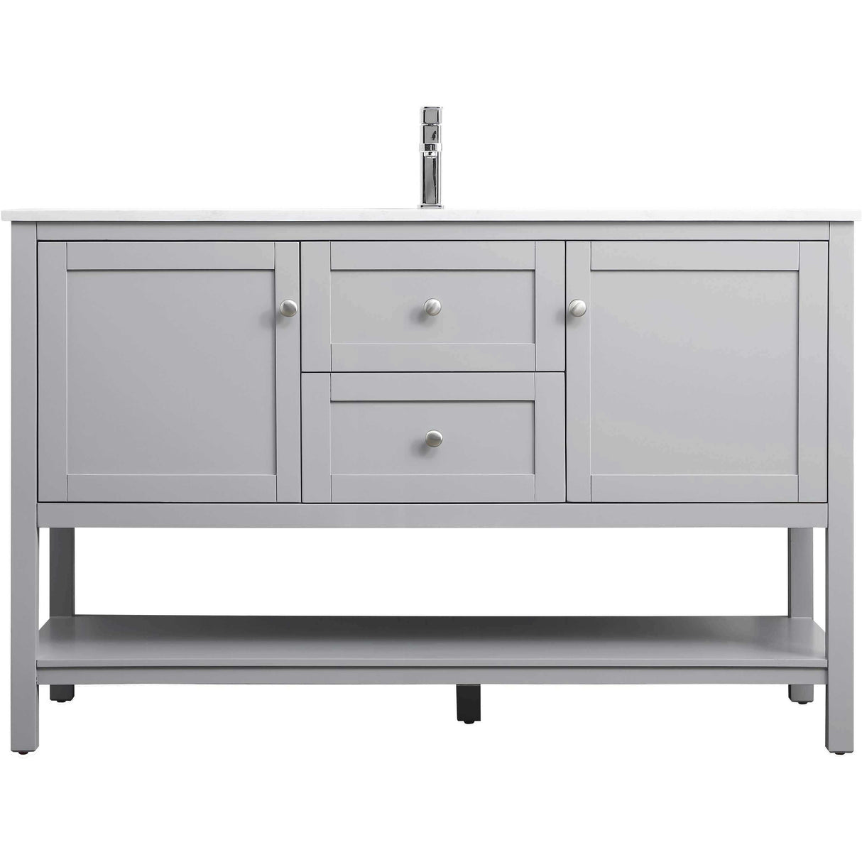 Heath 54 Inch Grey Double Sink Vanity with Marble Top