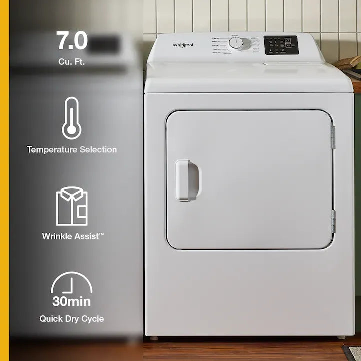 Whirlpool 7.0 cu. ft. Electric Dryer with Adaptive Dry - Vented Top Load Matching