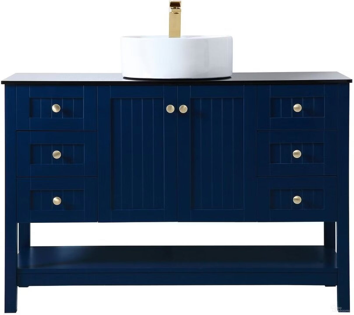 Ralph 48 Inch Blue Vessel Sink Bathroom Vanity with Glass Top