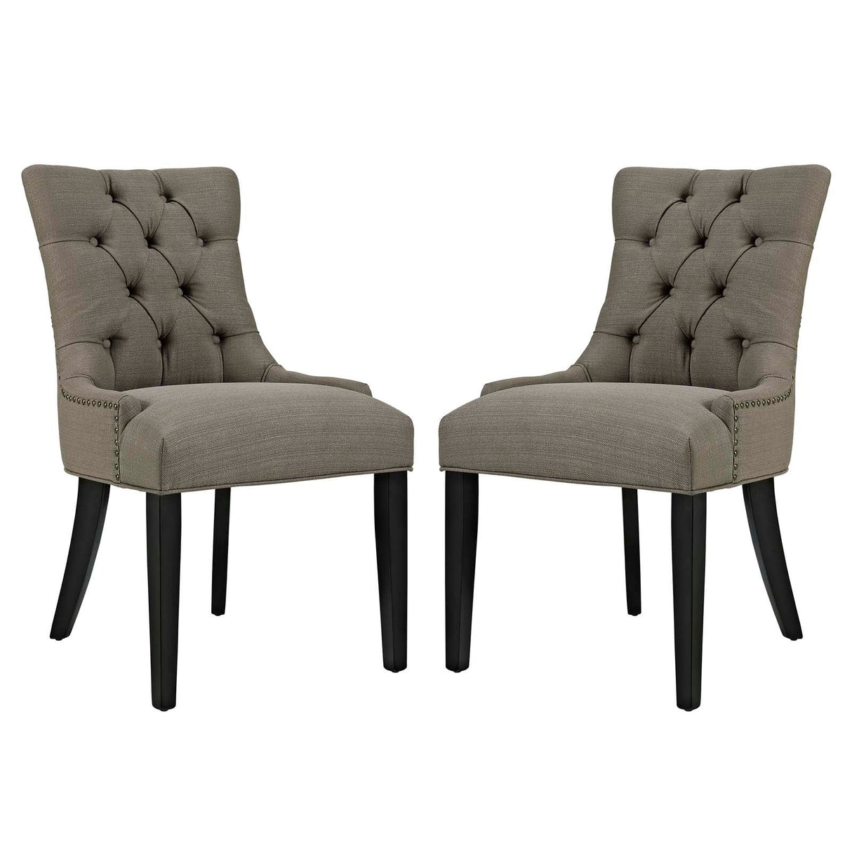 Set of 2 Button Tufted Fabric Dining Side Chairs with Nailhead Trim