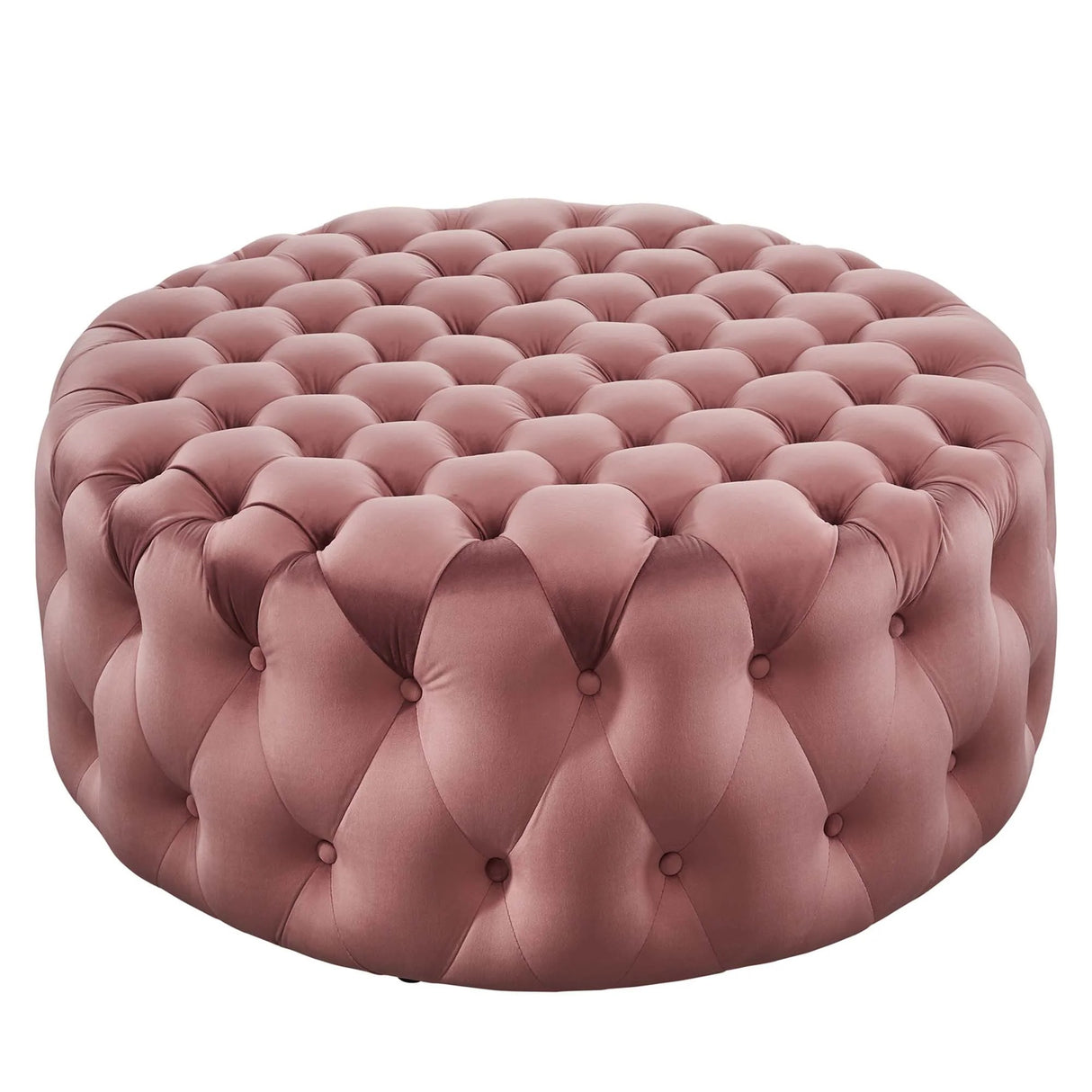 Large Round Tufted Velvet Ottoman – Upholstered 40 Inch