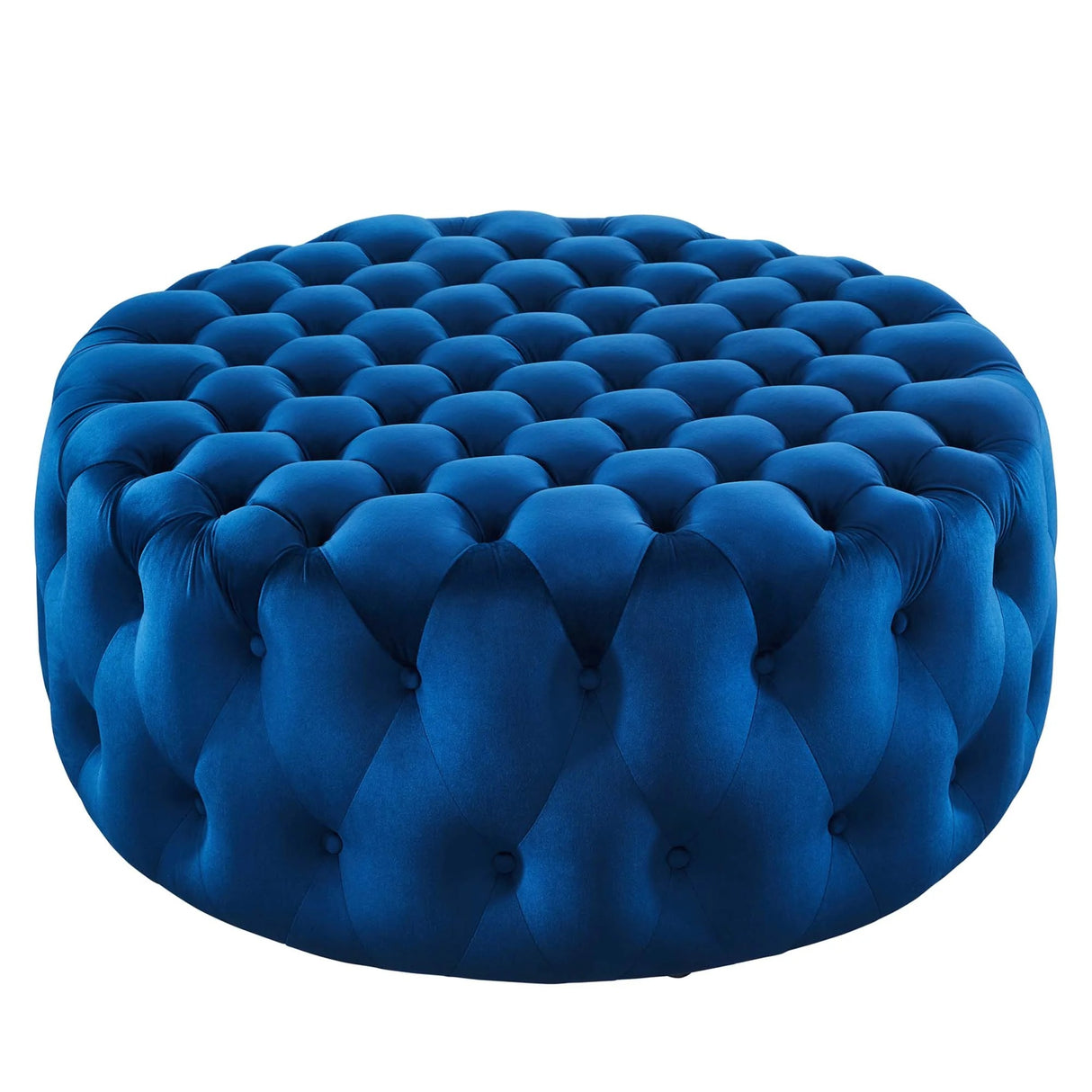 Large Round Tufted Velvet Ottoman – Upholstered 40 Inch
