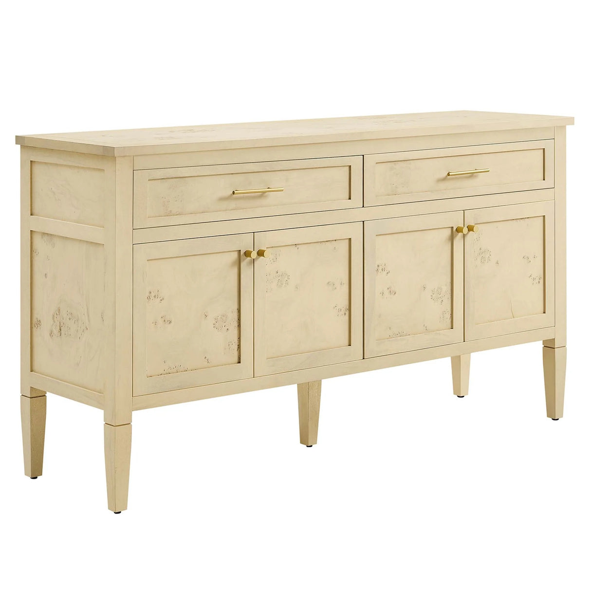 Burl Wood Sideboard Storage Cabinet with Drawers – Wood Finish 62 Inch