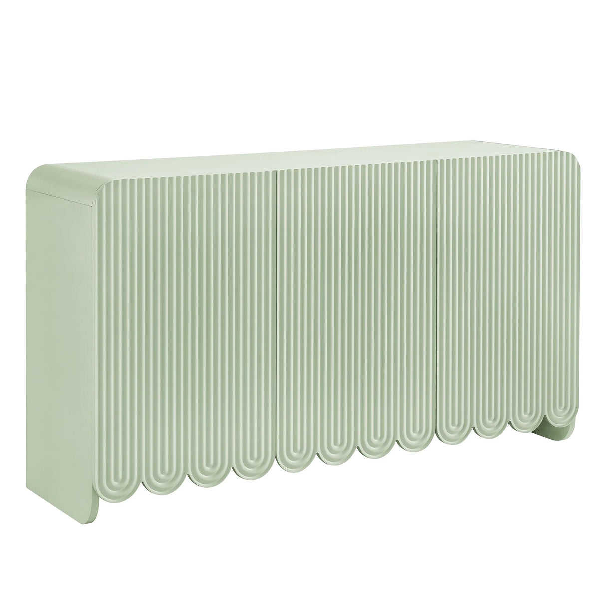 Fluted Scalloped Sideboard Storage Cabinet – Wood Finish 56 Inch