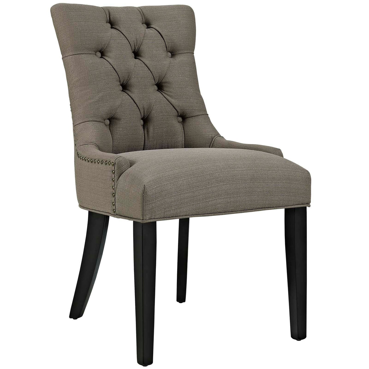 Set of 2 Button Tufted Fabric Dining Side Chairs with Nailhead Trim