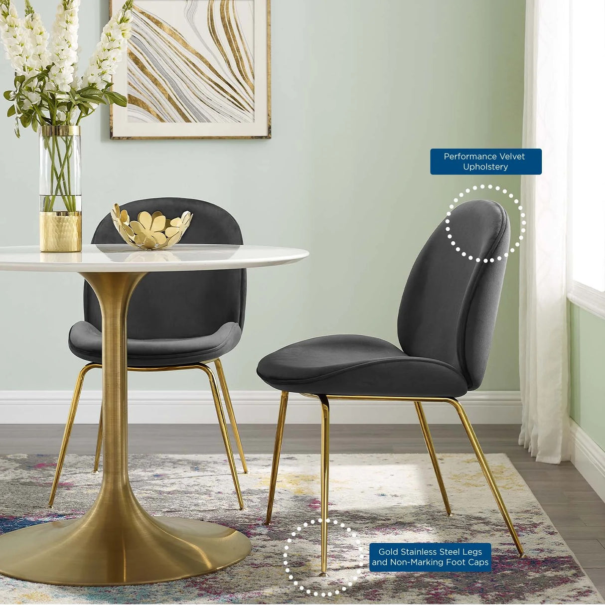 Vintage Glamour Performance Velvet Dining Side Chair