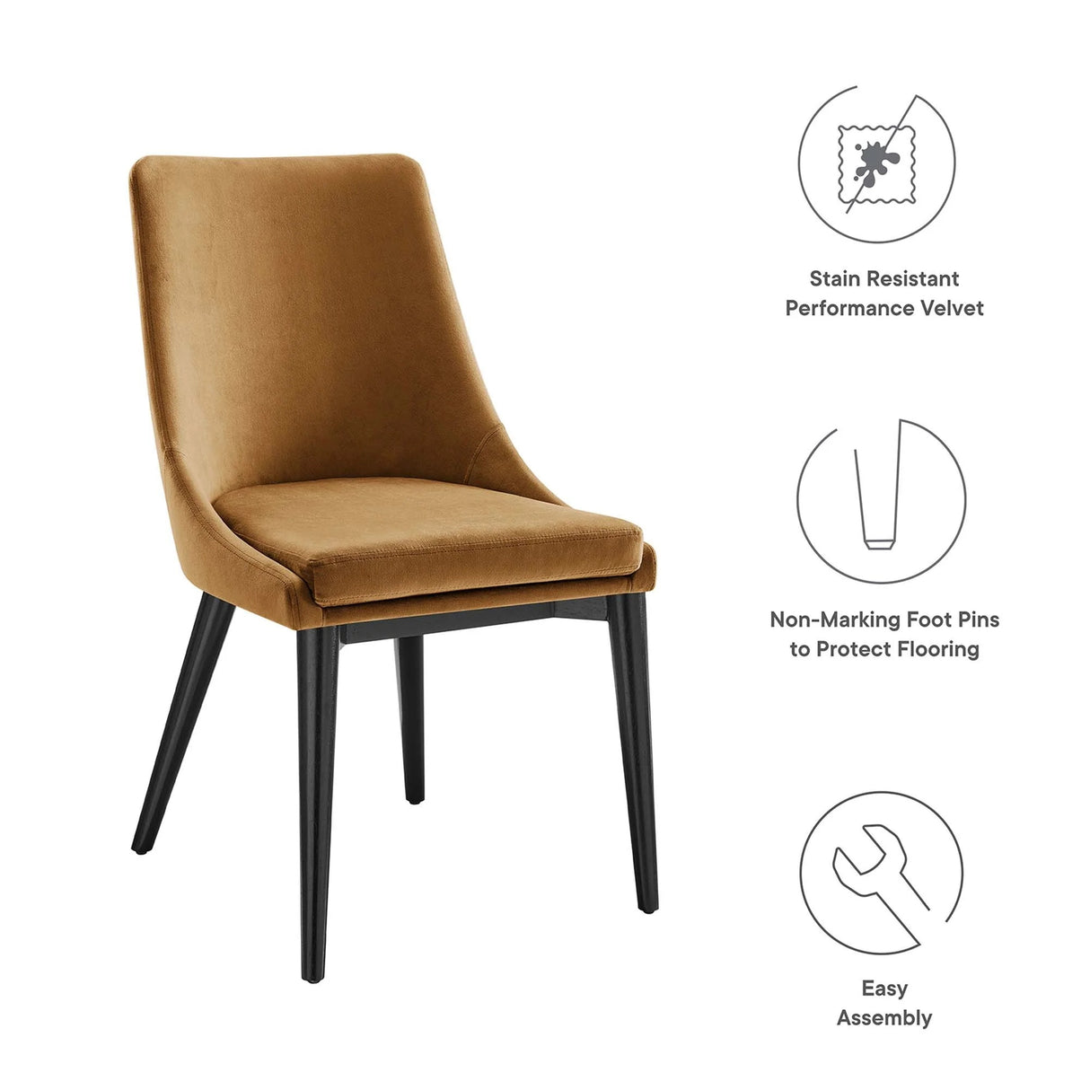 Vintage Modern Performance Velvet Dining Chairs Set of 2