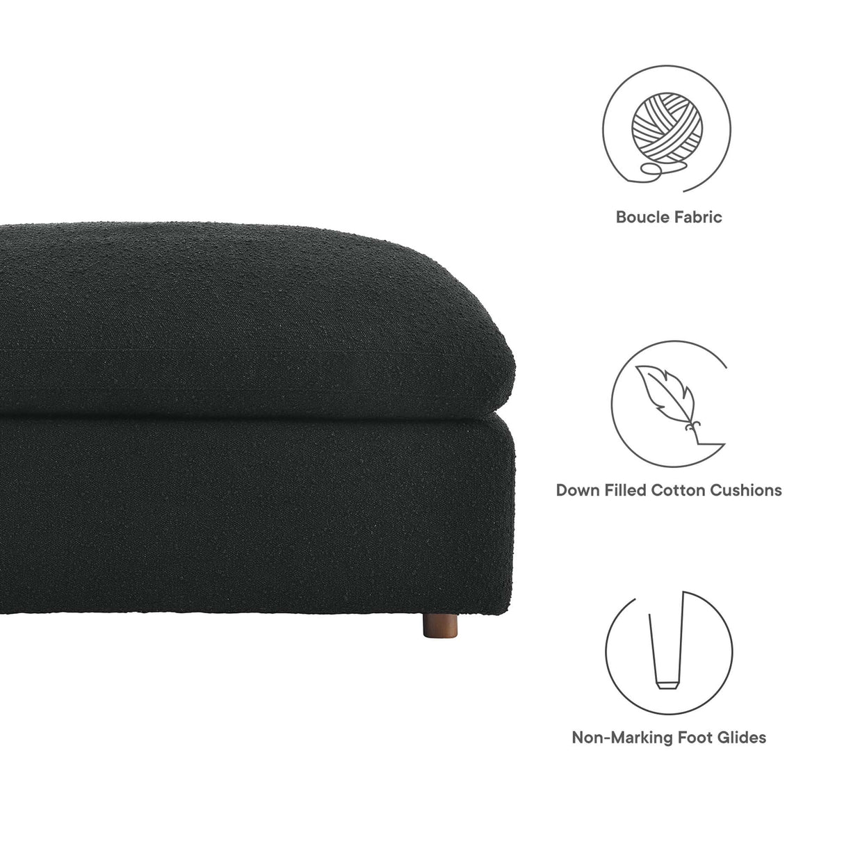 Contemporary Overstuffed Boucle Upholstered Ottoman β 40 Inch