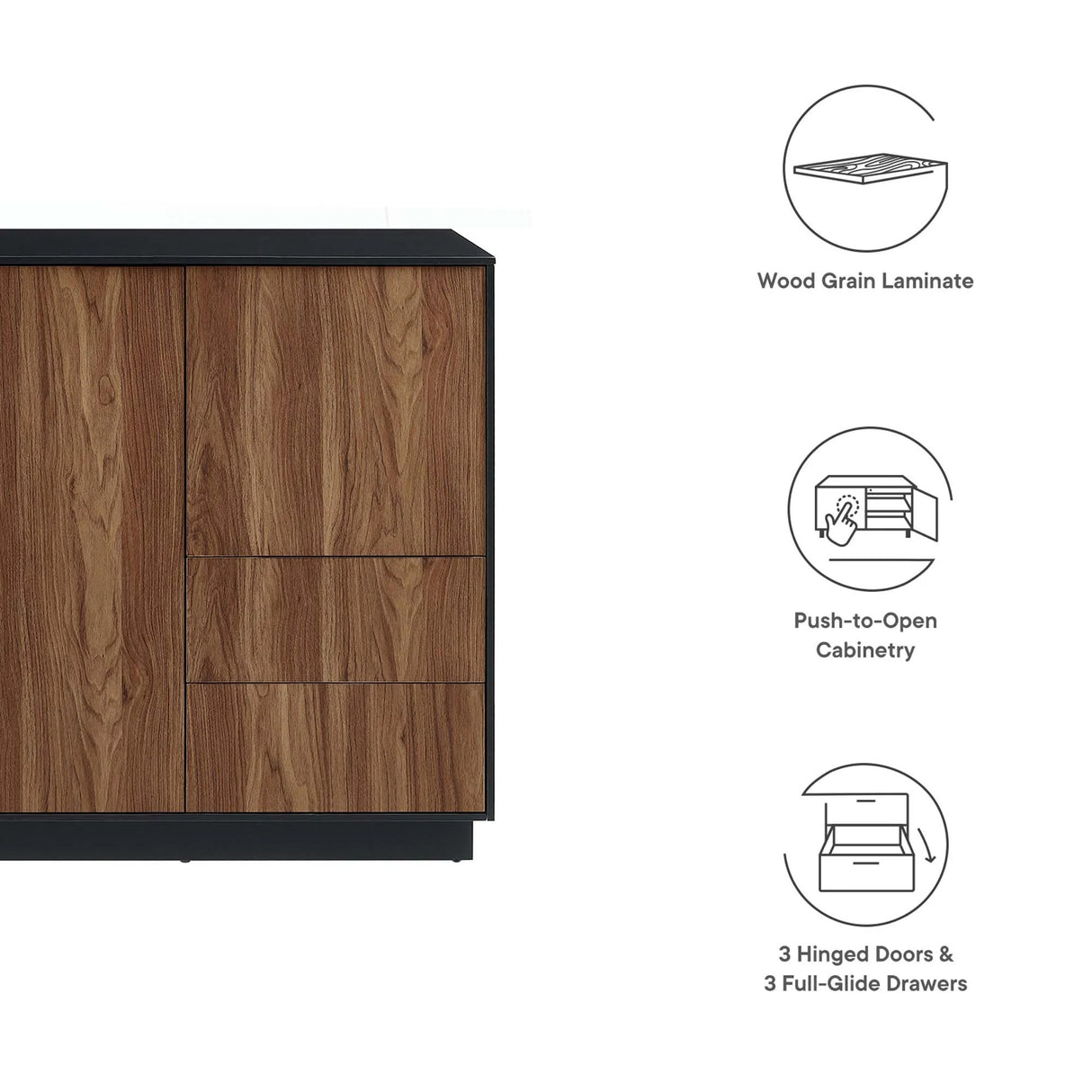 Modern Wood Grain 47 Inch Sideboard – Black Walnut