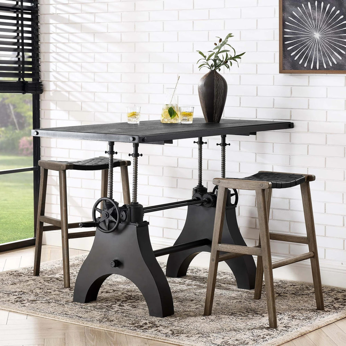 60 Inch Adjustable Height Solid Wood Dining Table and Desk
