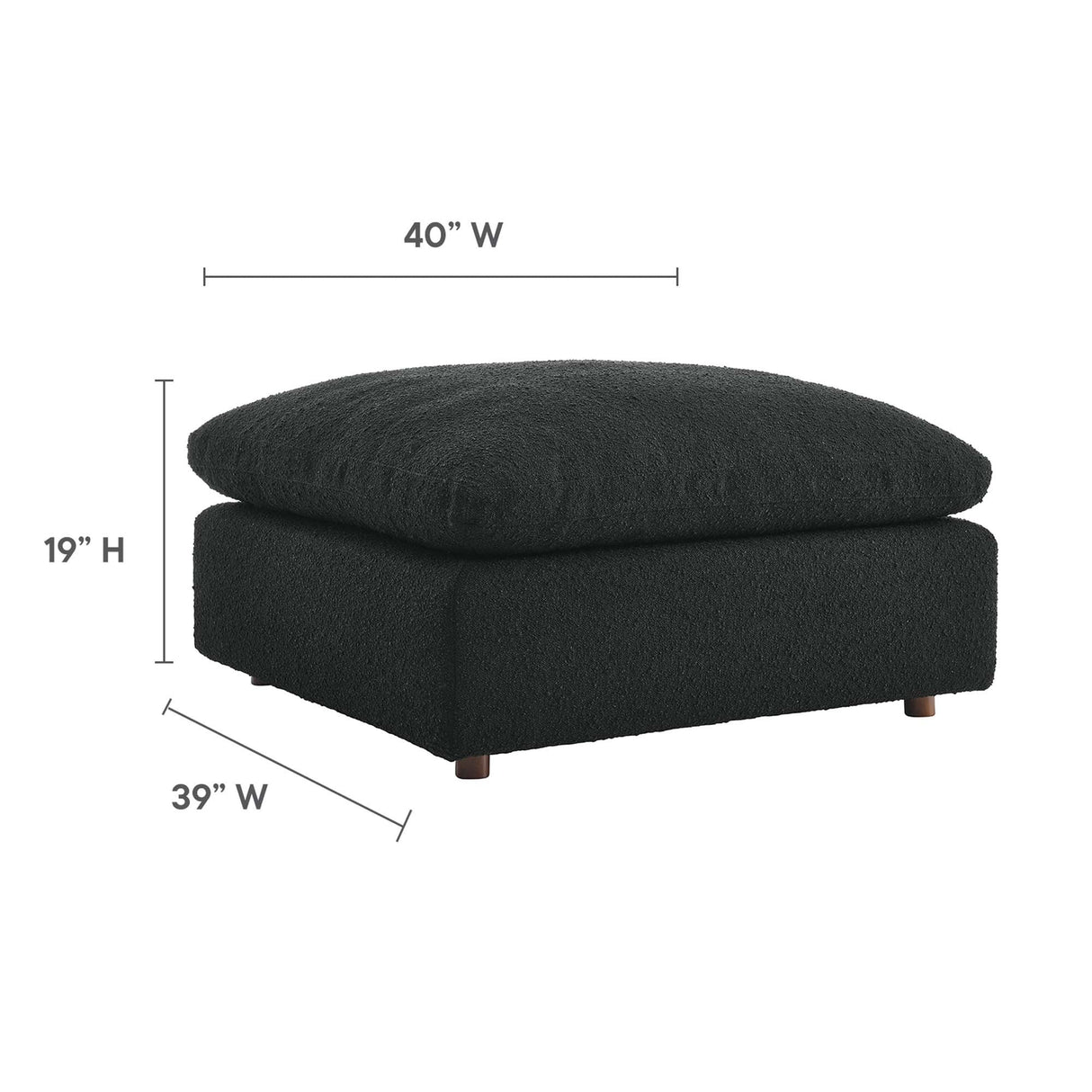 Contemporary Overstuffed Boucle Upholstered Ottoman β 40 Inch