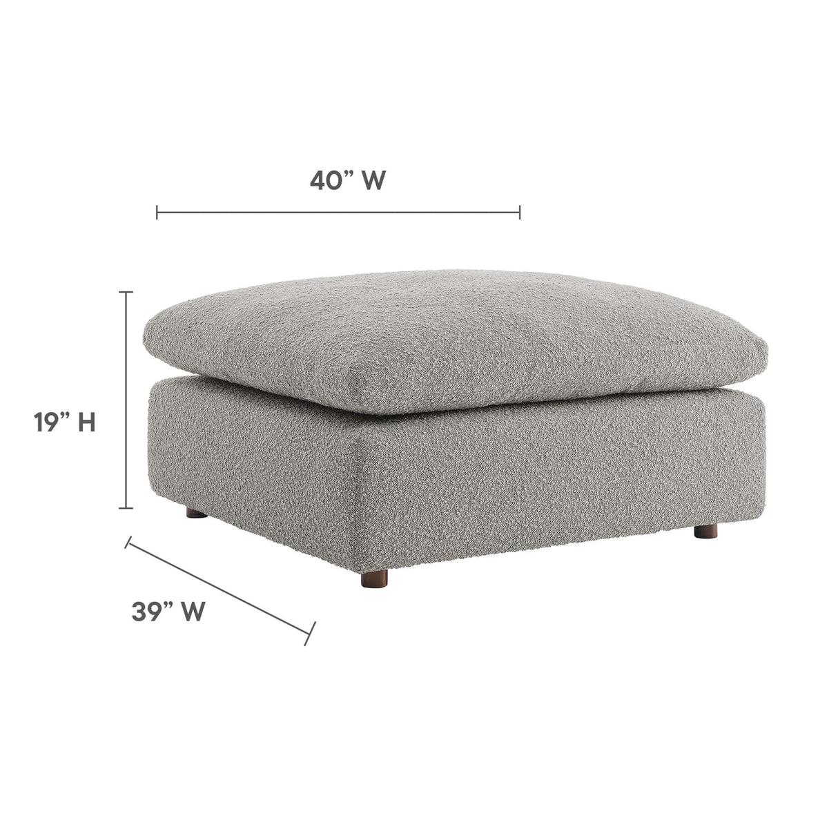 Contemporary Overstuffed Boucle Upholstered Ottoman β 40 Inch
