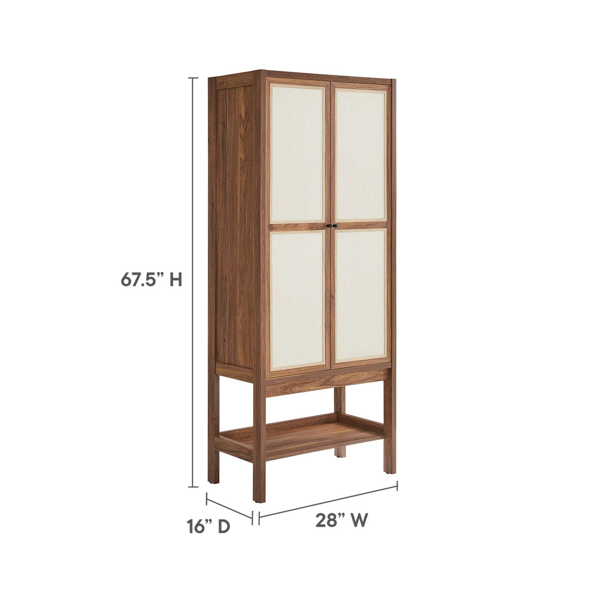 Walnut Wood Grain Tall Standing Storage Cabinet – 68 Inch