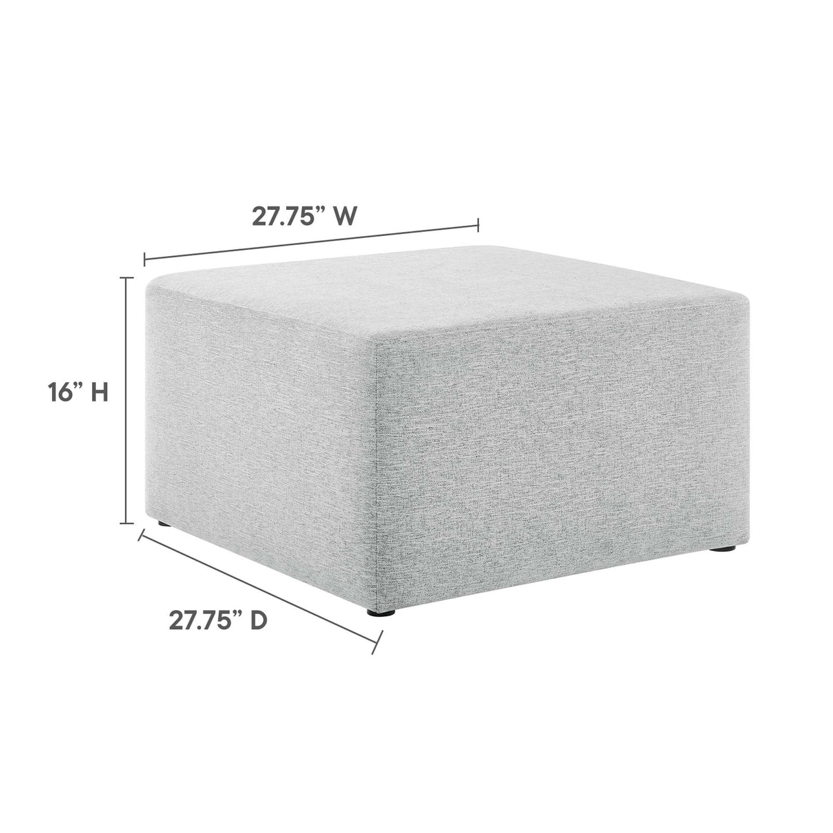 Square Woven Fabric Ottoman – Heathered Upholstered 28 Inch