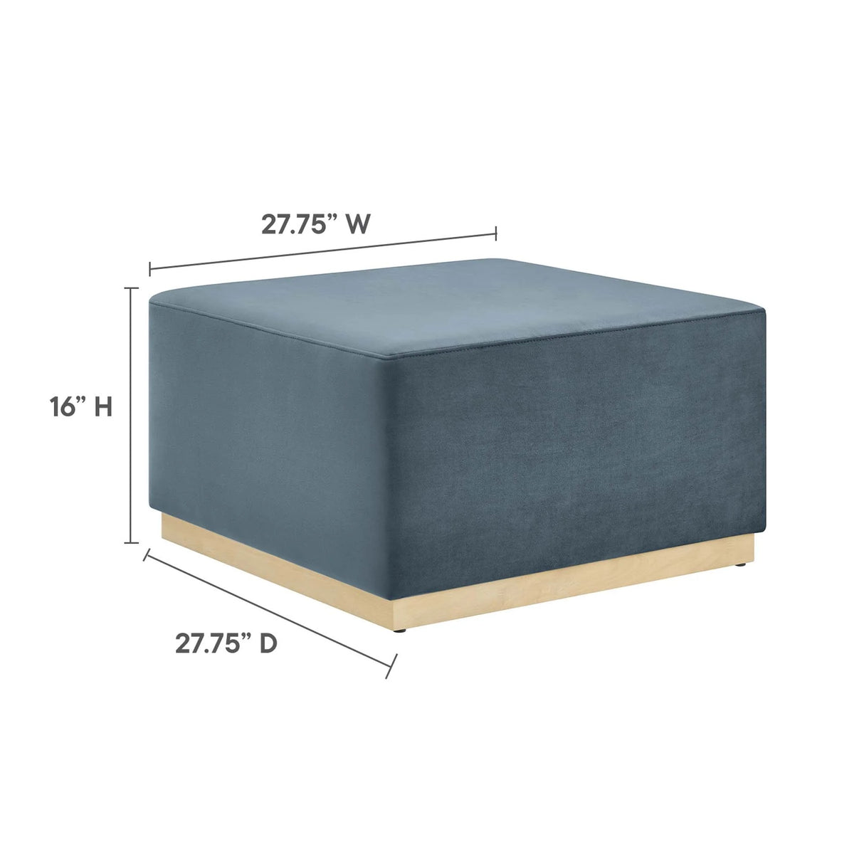 Square Velvet Upholstered Ottoman – Plinth Base 28 Inch