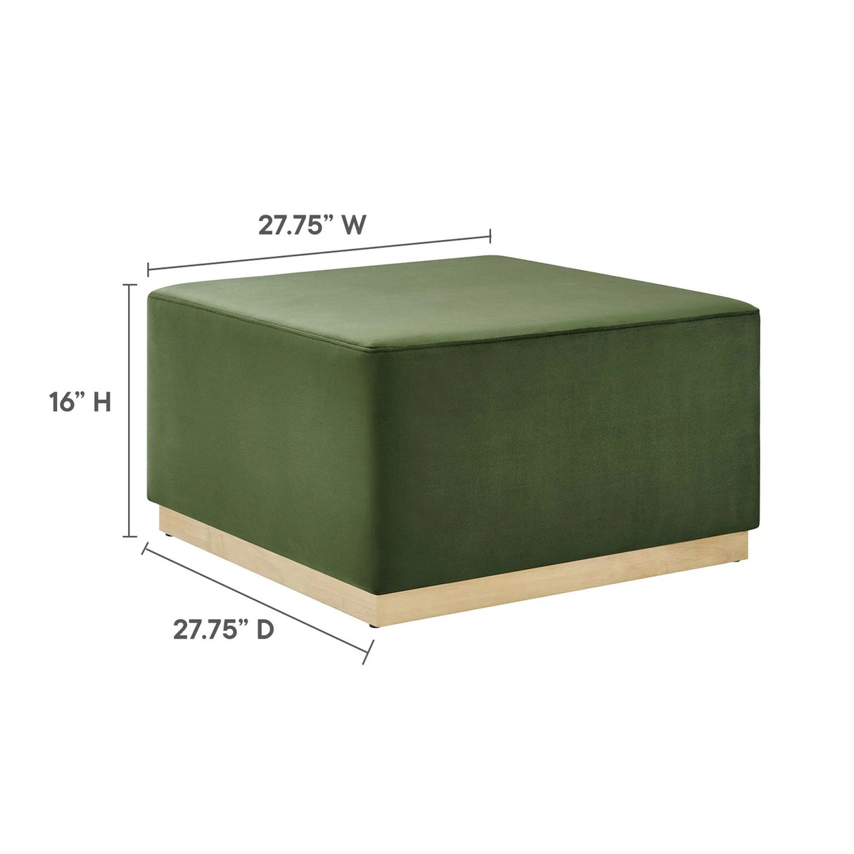 Square Velvet Upholstered Ottoman – Plinth Base 28 Inch