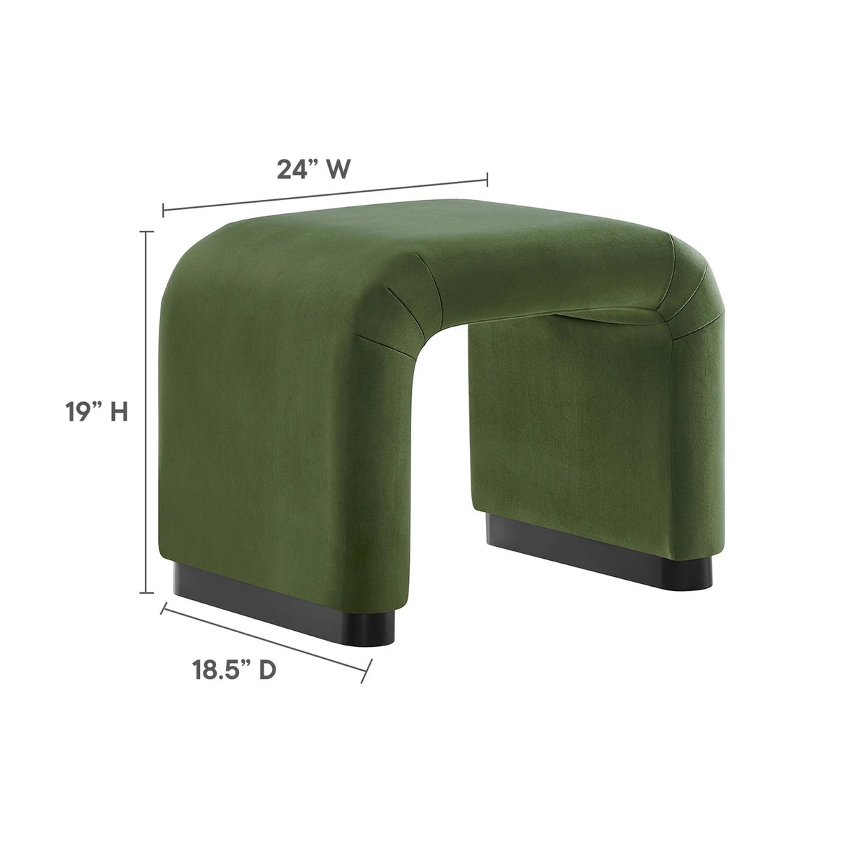 Waterfall Performance Velvet Stool – Velvet Upholstered 24 Inch