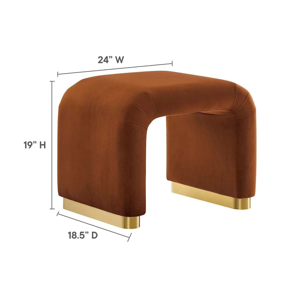 Waterfall Performance Velvet Stool – Velvet Upholstered 24 Inch