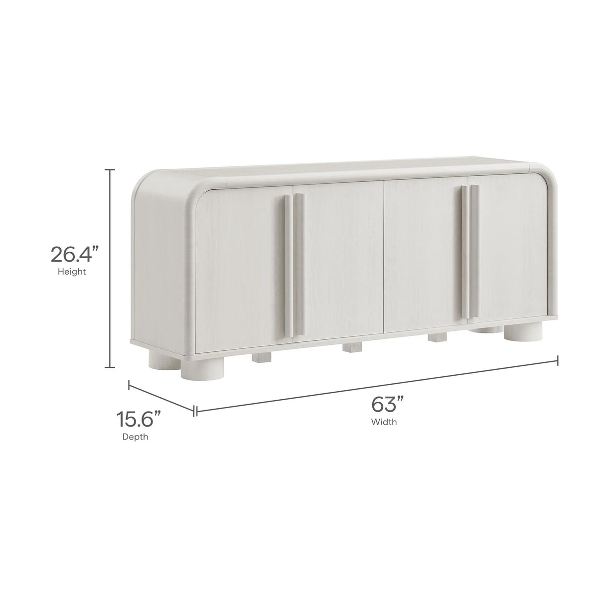 Modern Curved 4-Door Sideboard Cabinet – 63 Inch