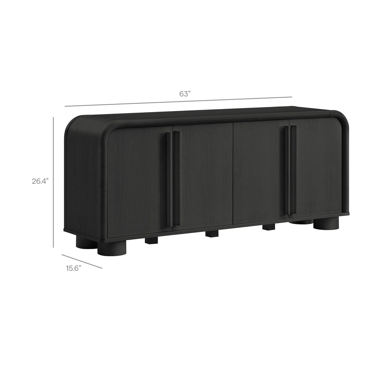 Modern Curved 4-Door Sideboard Cabinet – 63 Inch