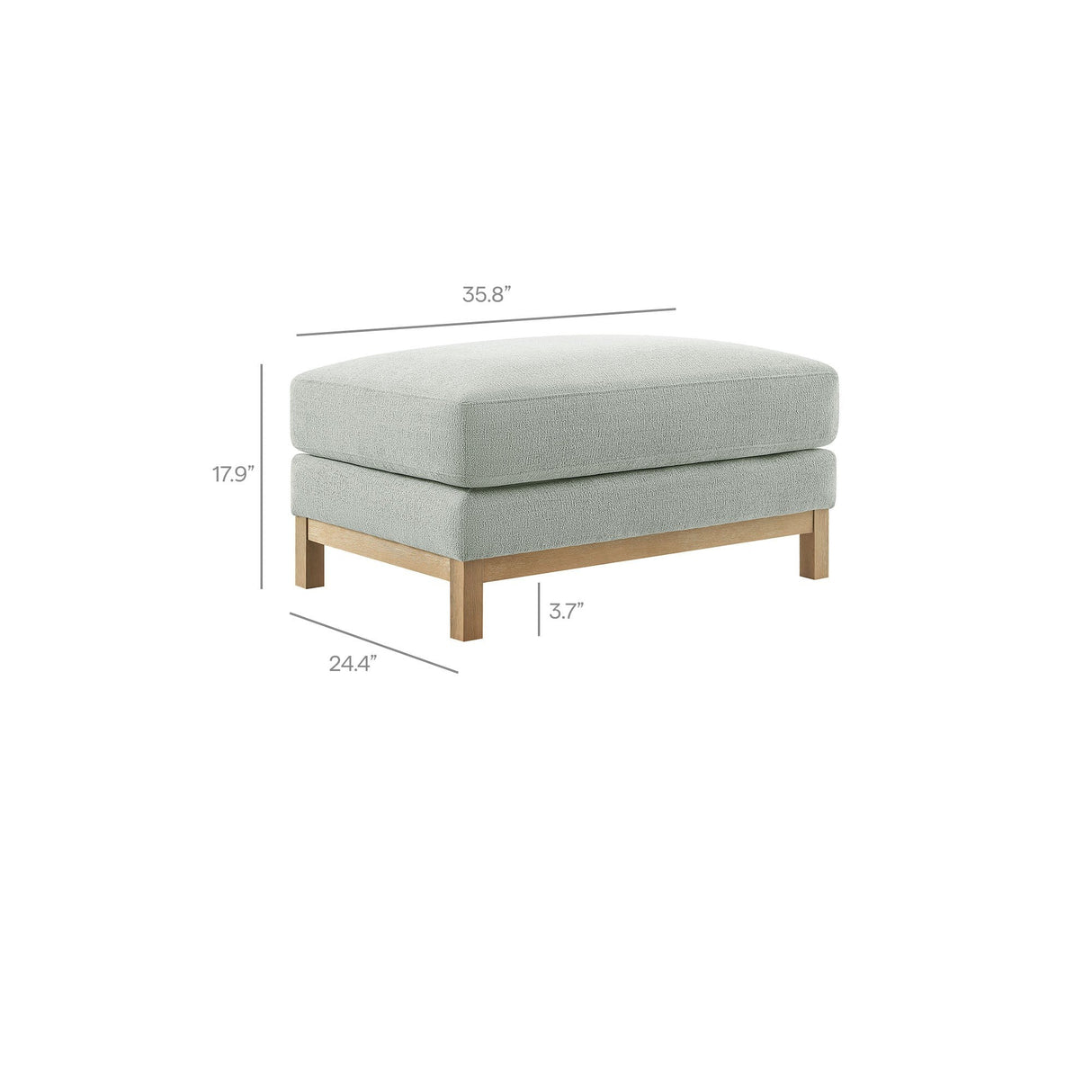 Rectangular Chenille Fabric Ottoman – Upholstered 36 Inch