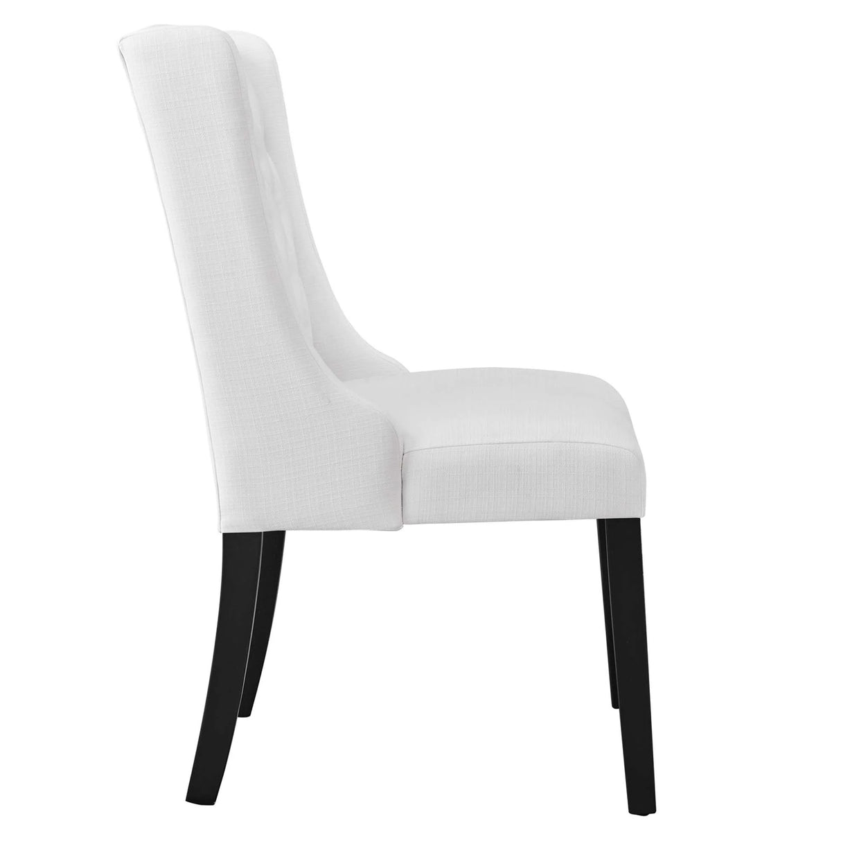 Button Tufted Fabric Dining Side Chair with Wood Legs