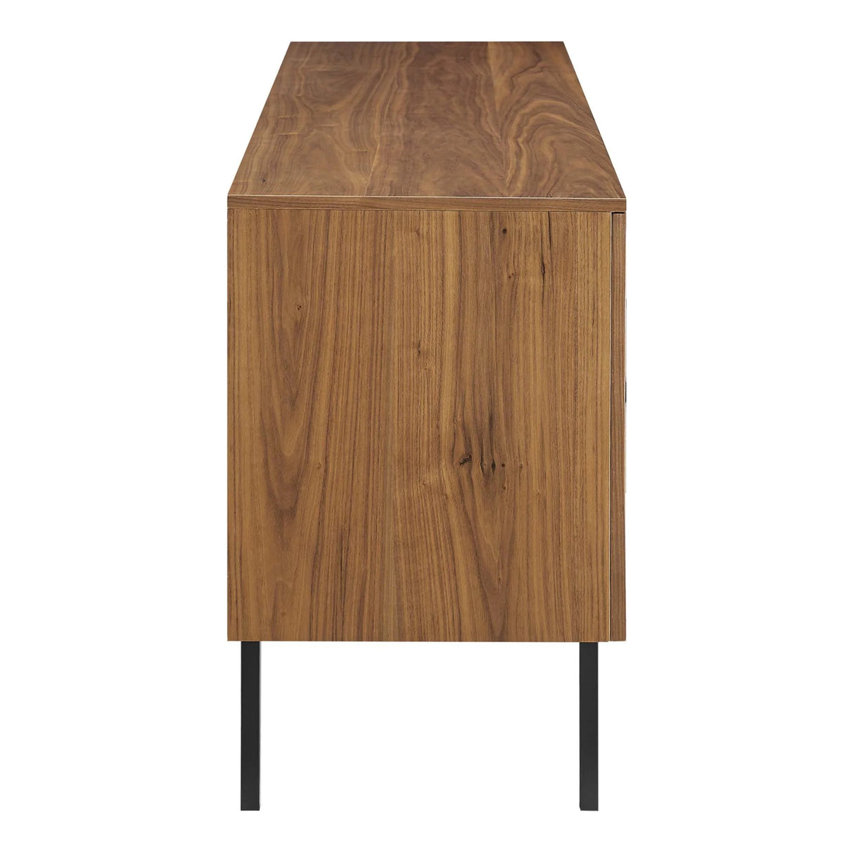 Wood TV Stand with Sliding Doors and Storage – Walnut Finish 73 Inch