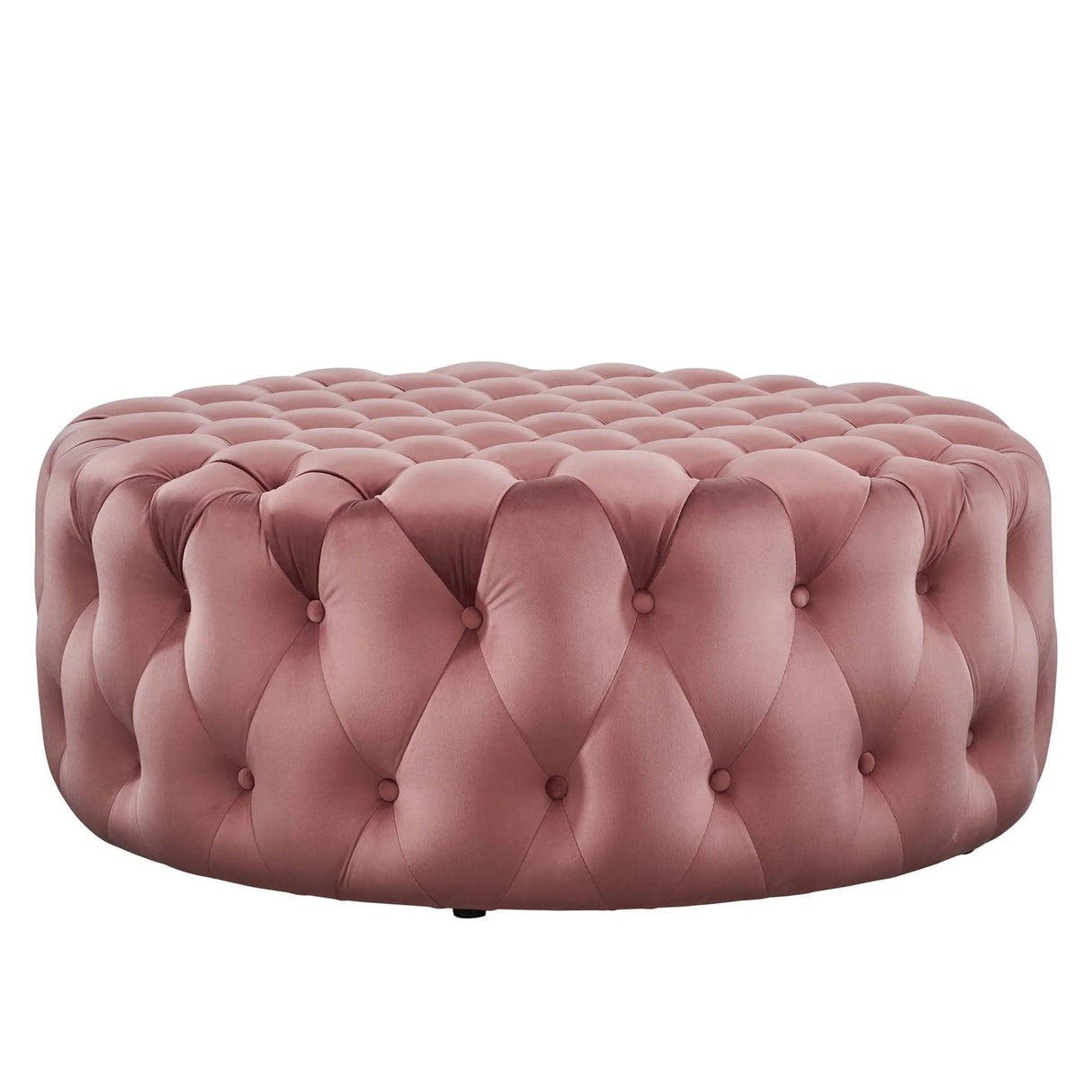 Large Round Tufted Velvet Ottoman – Upholstered 40 Inch