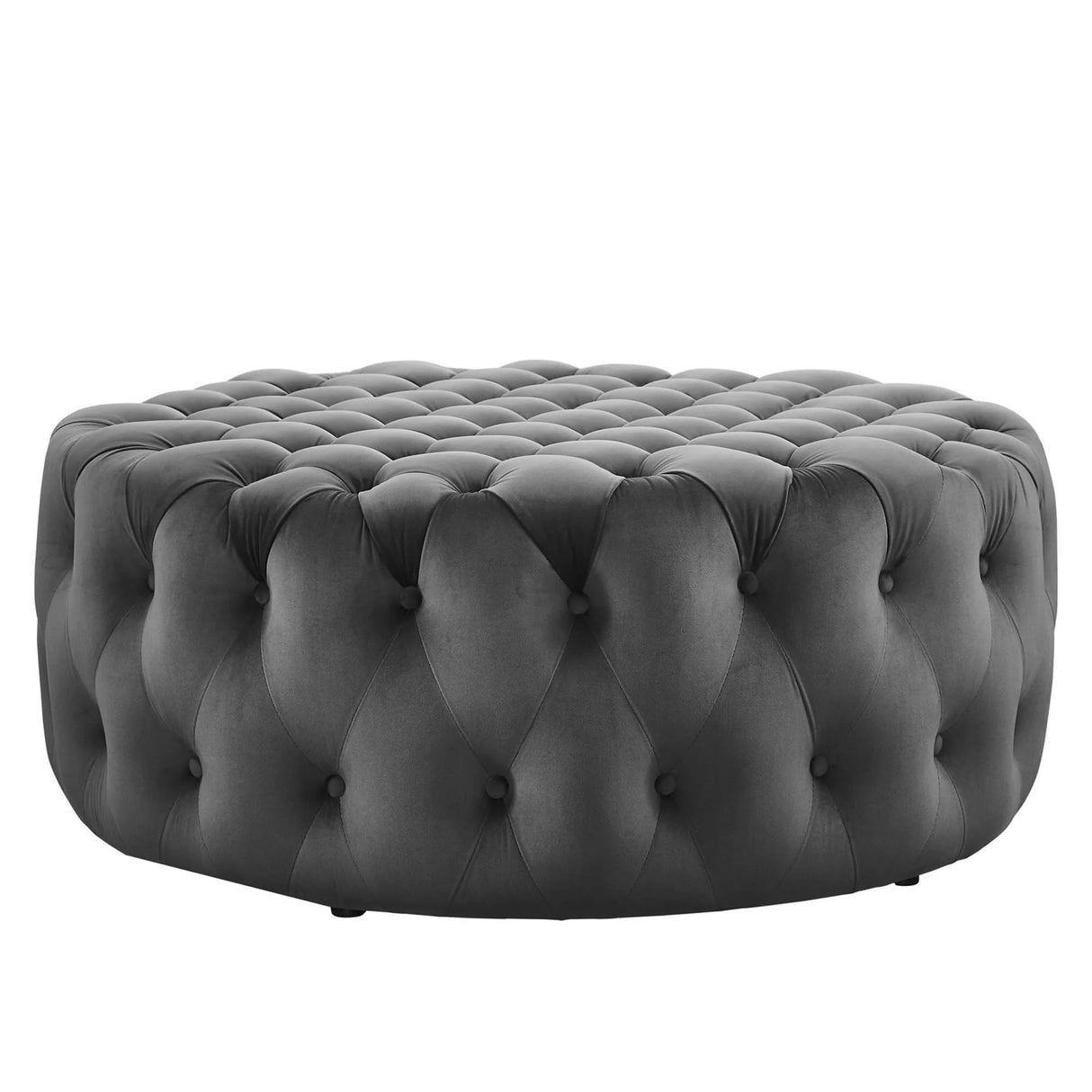 Large Round Tufted Velvet Ottoman – Upholstered 40 Inch