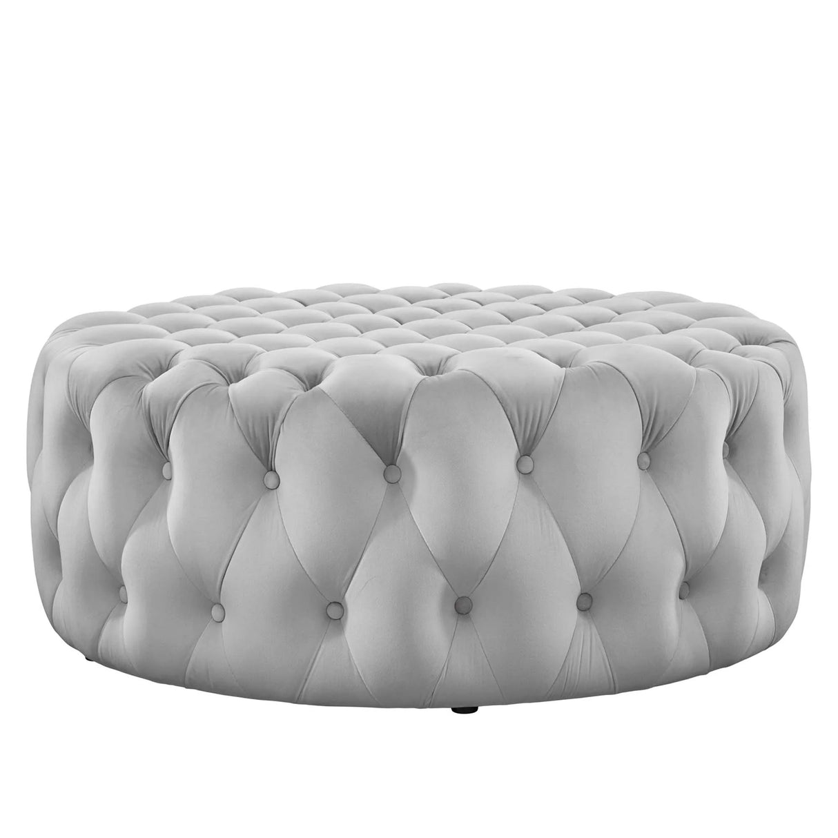 Large Round Tufted Velvet Ottoman – Upholstered 40 Inch