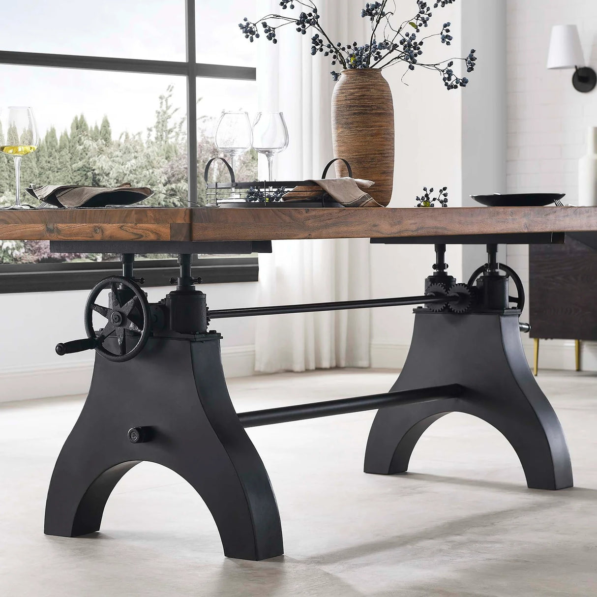96 Inch Adjustable Height Solid Wood Dining and Conference Table