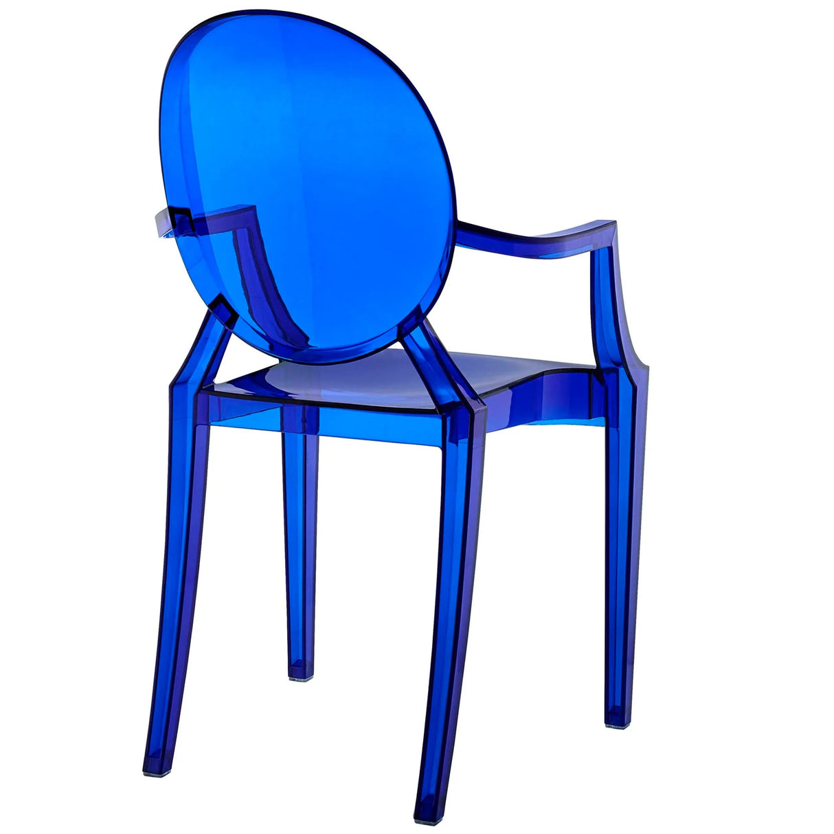 Set of 4 Blue Stackable Molded Acrylic Dining Armchairs