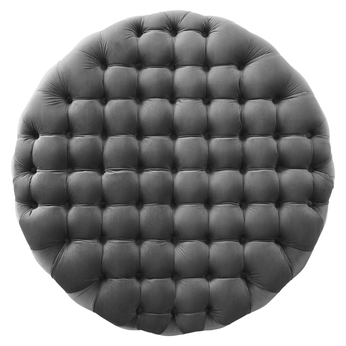 Large Round Tufted Velvet Ottoman – Upholstered 40 Inch