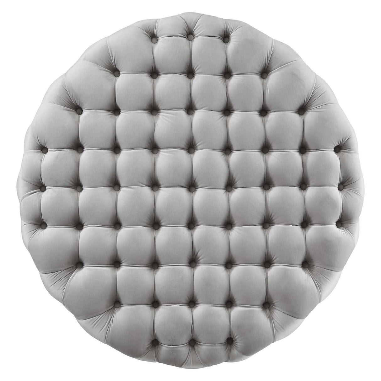 Large Round Tufted Velvet Ottoman – Upholstered 40 Inch