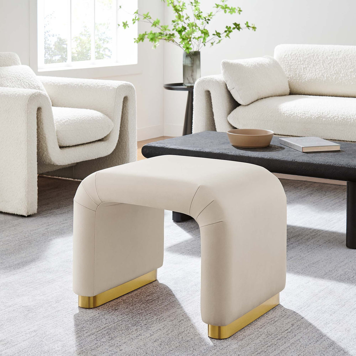 Waterfall Performance Velvet Stool – Velvet Upholstered 24 Inch