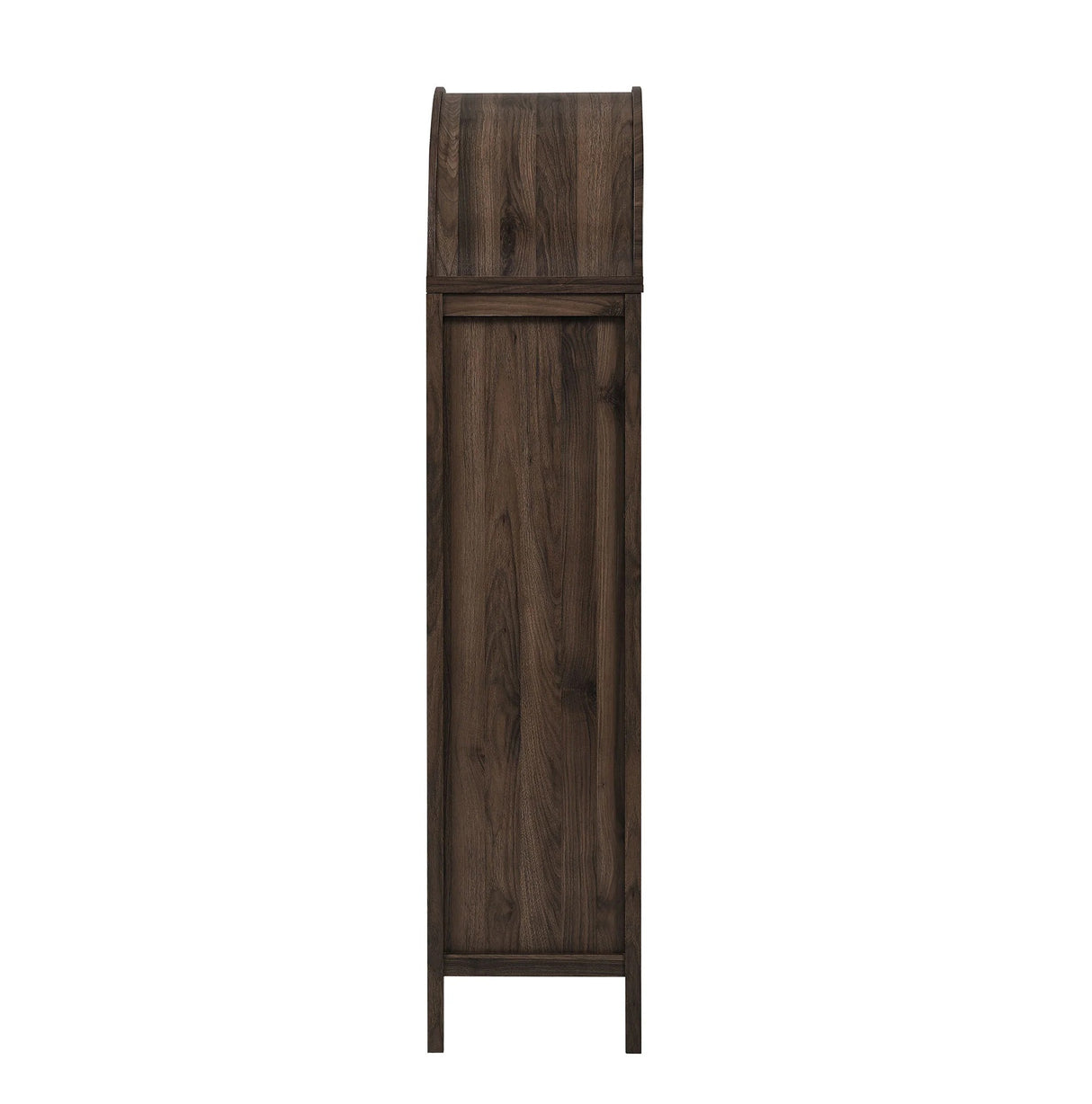 Modern Slatted Sliding Door Arched Tall Storage Cabinet – 71 Inch