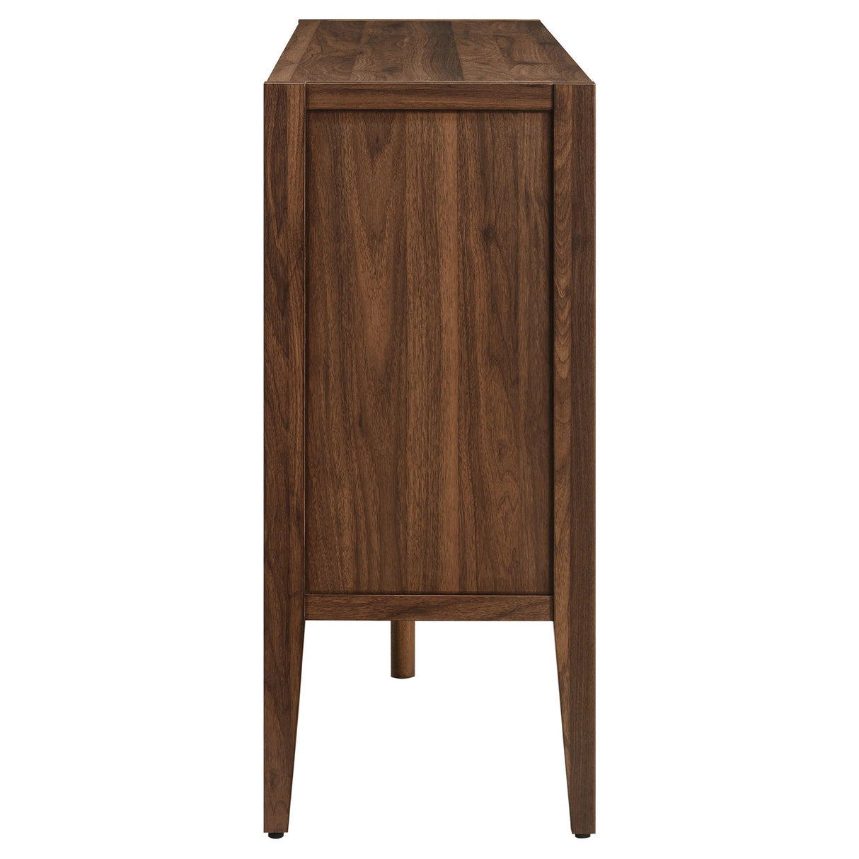 Mid-Century Modern 4-Door Glass Sideboard Storage Cabinet – Walnut 72 Inch