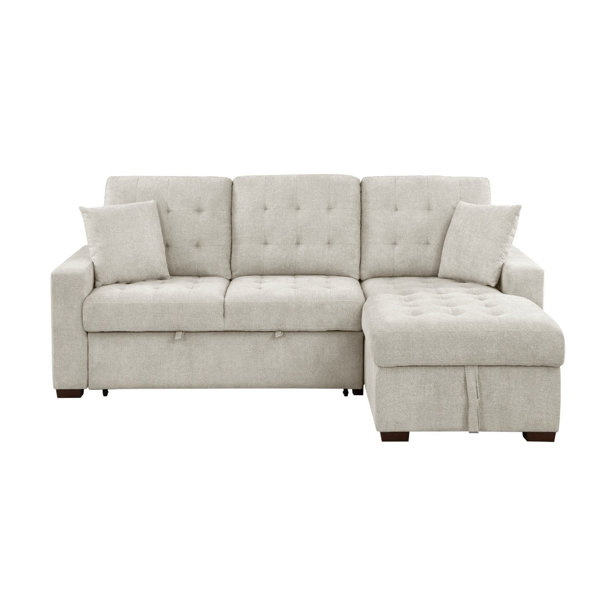 2-Piece Sectional with Right Chaise, Pull-out Bed and Hidden Storage