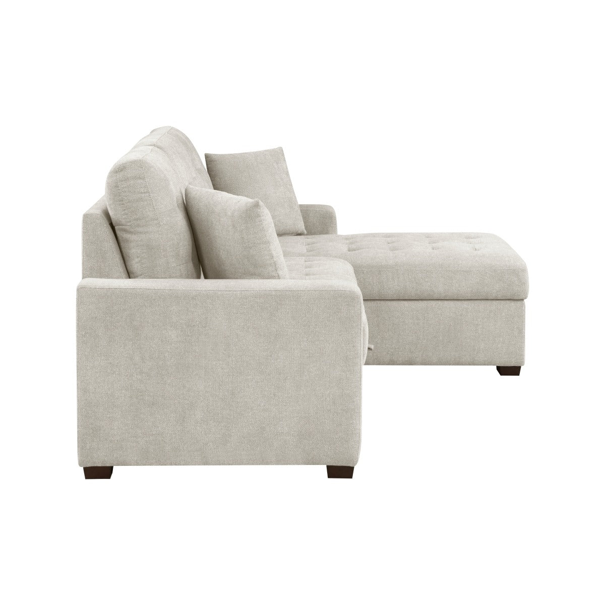 2-Piece Sectional with Right Chaise, Pull-out Bed and Hidden Storage