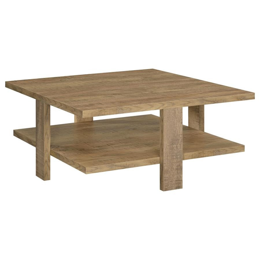 Dawn Square Coffee Table Mango Brown 2-Tier Wood