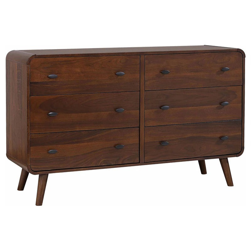 Robyn Dark Walnut 6-Drawer Mid-Century Modern Dresser