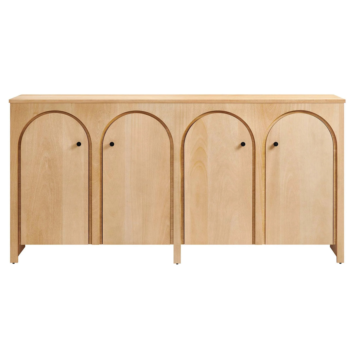 Modern Arched 4-Door Wood Grain Storage Cabinet – 71 Inch