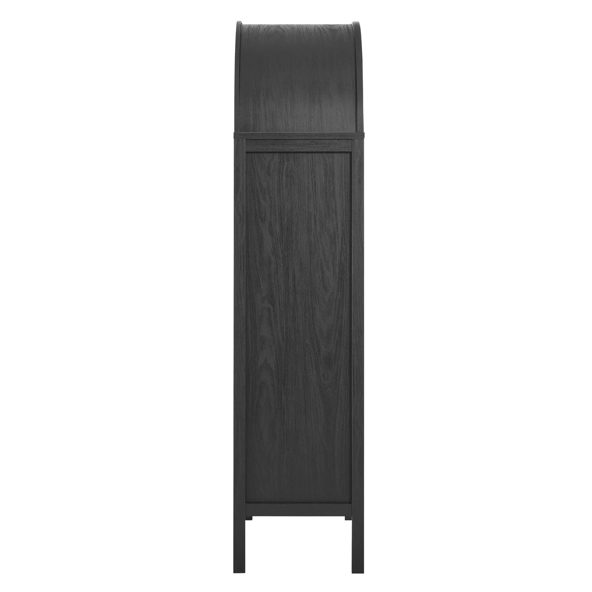 Modern Wood Grain Arched Tall Storage Display Cabinet – 71 Inch