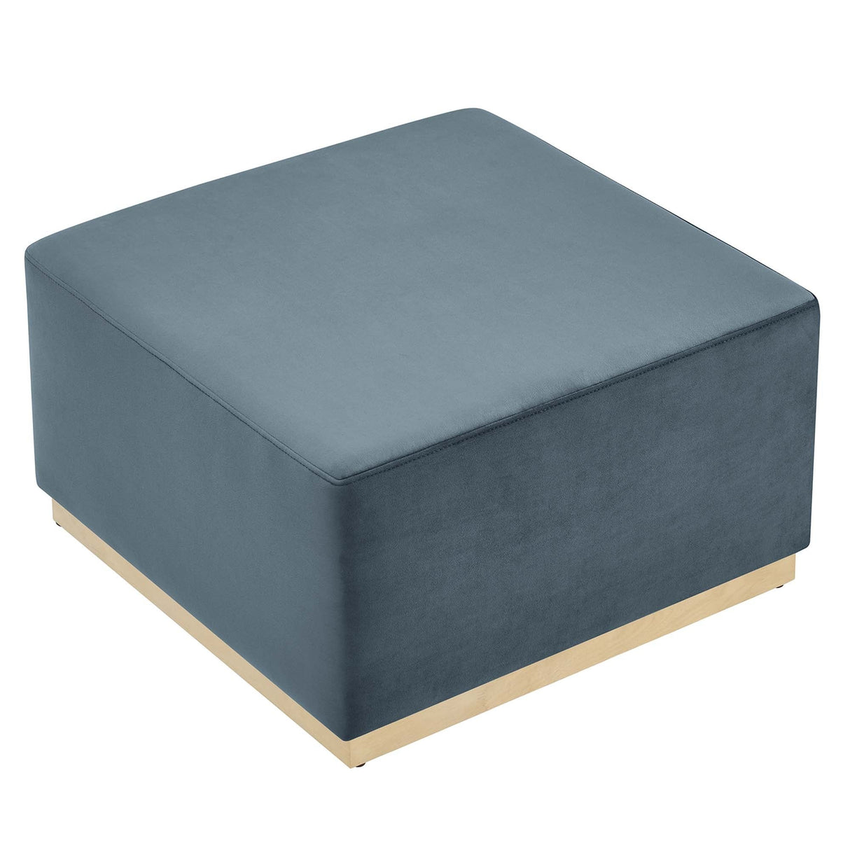 Square Velvet Upholstered Ottoman – Plinth Base 28 Inch