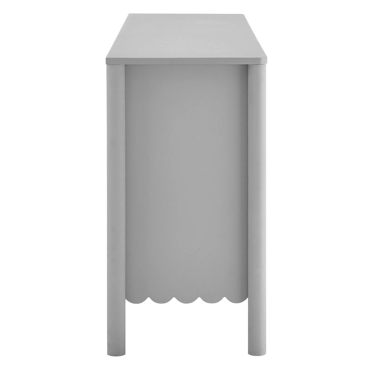 Modern Scalloped 4-Door Storage Sideboard – White 66 Inch