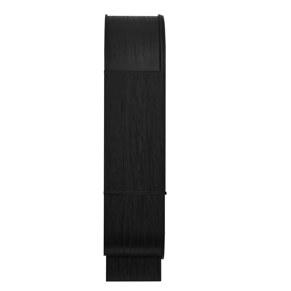 Modern Black Arched Tall Wood Storage Display Cabinet – 74 Inch