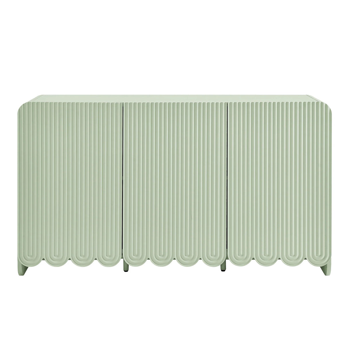 Fluted Scalloped Sideboard Storage Cabinet – Wood Finish 56 Inch